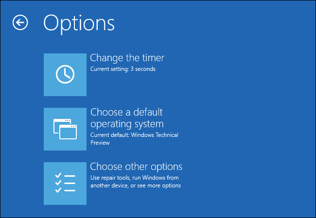 Change defaults or choose other options