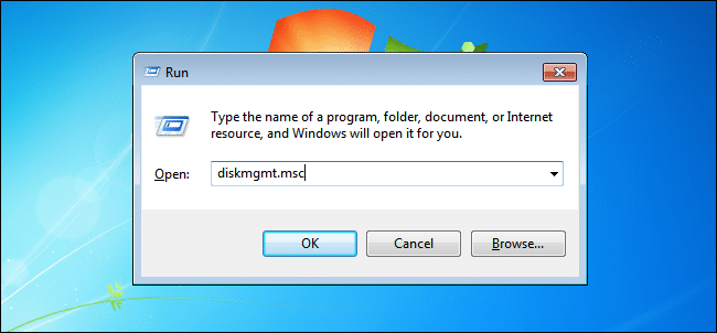 Open Disk management on windows 7 or 8
