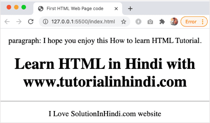 First HTML Web Page Banaye