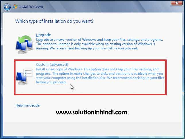 Install custom windows 7 in hindi