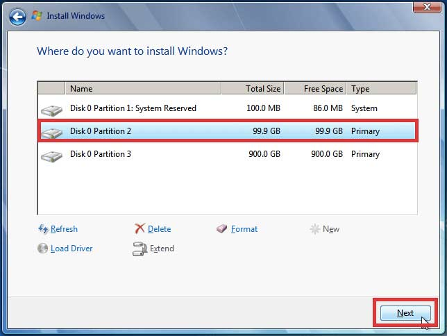 Step 7: Drive Select करें