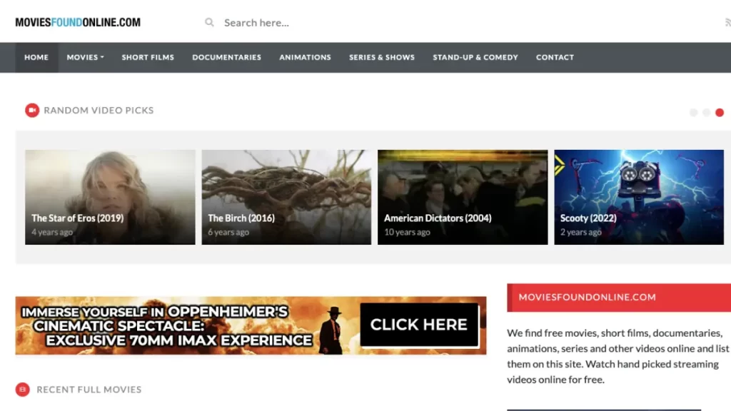 MoviesFoundOnline website