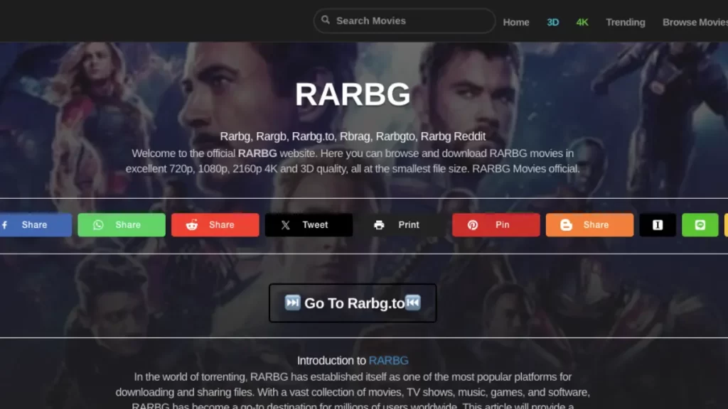 RARBG website to download hollywood HD movies