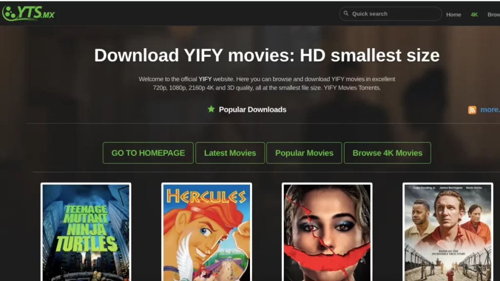YTS Best Hollywood movies free download websites
